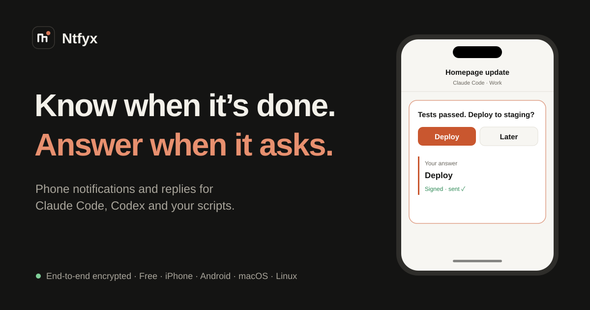 Codex usage and reset-credit alerts on your phone — Ntfyx